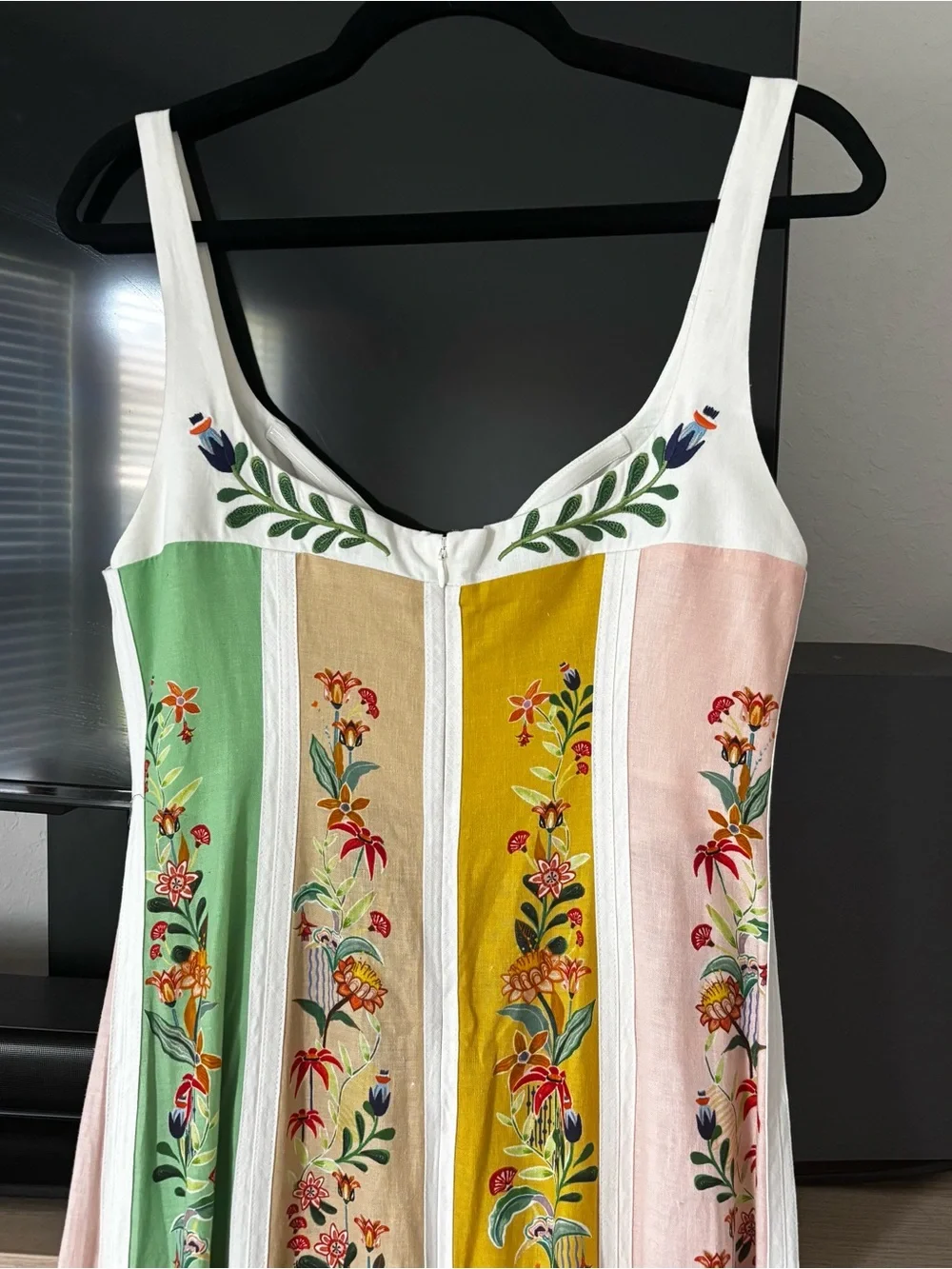 FARM Rio Yellow, Green and Cream Floral Panel Maxi Dress linen M - Picture 11 of 16